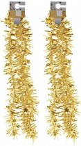 2x Gouden kerstversiering folieslingers met sterretjes 180 cm