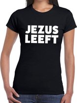 Jezus leeft tekst t-shirt zwart dames M