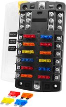 ProRide Porte-fusible enfichable 12 voies - Incl. Fusible à fiche - 12V - YJ-FB617 - Zwart - Pour Voiture, Bateau, Camper