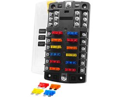 ProRide Steekzekeringhouder 12-voudig - Incl. Steekzekering - 12V - YJ-FB617 - Zwart - Voor Auto, Boot, Camper