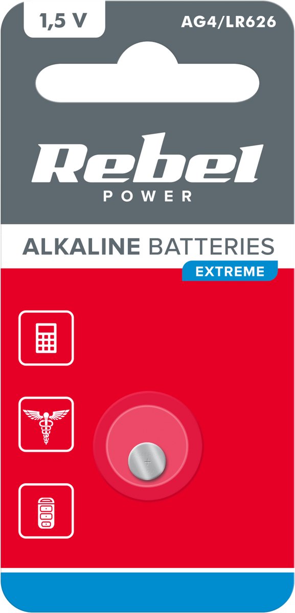 Rebel Alkaline Knoopcell Batterij - AG4/LR626 - 1.5V - Blister van 1 stuks
