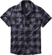 Chemise Urban Classics -3XL- Chemise à Carreaux Demi Manches Zwart/ Grijs