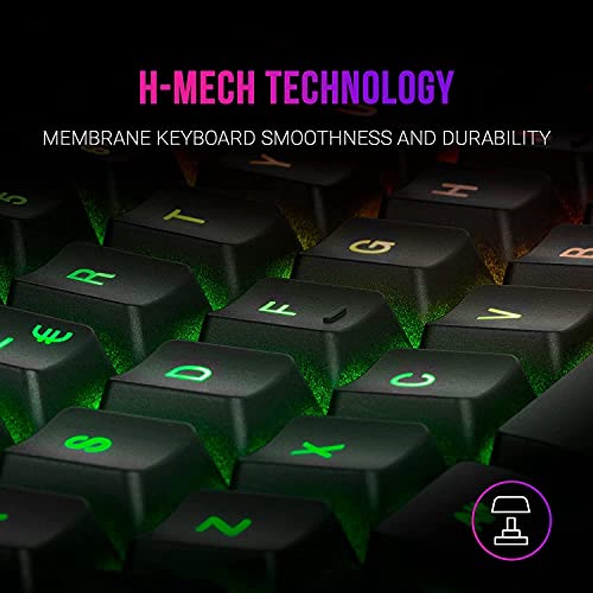 Mars Gaming MK220FR, Gaming toetsenbord H-Mech, FRGB Rainbow & Halo, Antighosting, Franse Taal