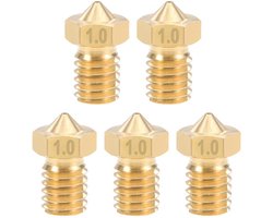 3D printer reserveonderdelen - 3D Printer Nozzles - 5-delige Messing Nozzles 1,0mm, Geschikt voor 1,75mm Filament en E3D V5-V6