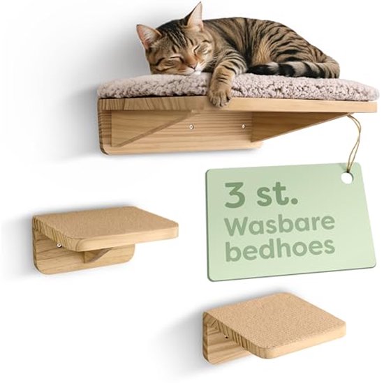 Muurbevestiging Kat Klimmuur, Kat Klimrek Set, Kat Krabben Postkat Muur Stappen Voor Muur Kat Klimmer Kat Speelplaats Geschikt Voor Katten om te Slapen en te Spelen, Lui om te Klimmen (Size