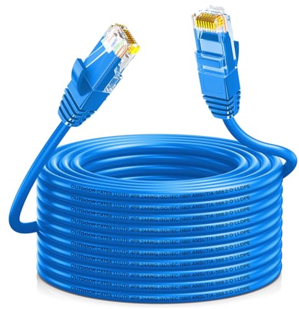 Qiuean Cat6A LAN-kabel, 30 meter, professionele outdoor LLDPE netwerkkabel, 10 Gbps, buiten, waterdicht, directe begrafenis, ethernetkabel, 24 AWG UTP CCA hogesnelheids-internetkabel (30 m)