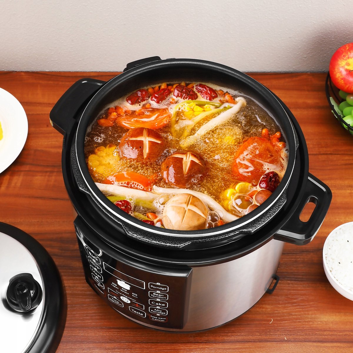 Multicooker 6L - Elektrische Snelkookpan & Slowcooker in 1 | 12-in-1 Functies: Stomen, Bakken, Rijst & Yoghurt Maken | Veiligheidsdeksel met Handvat – foto 8
