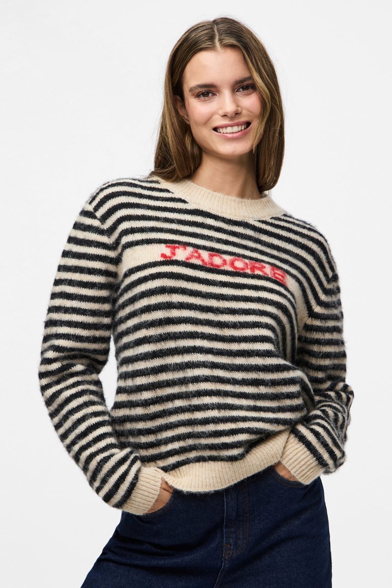 Pieces PCIDA LS O-NECK NOOS BC - Casaco de malha - maritime blue/azul-escuro