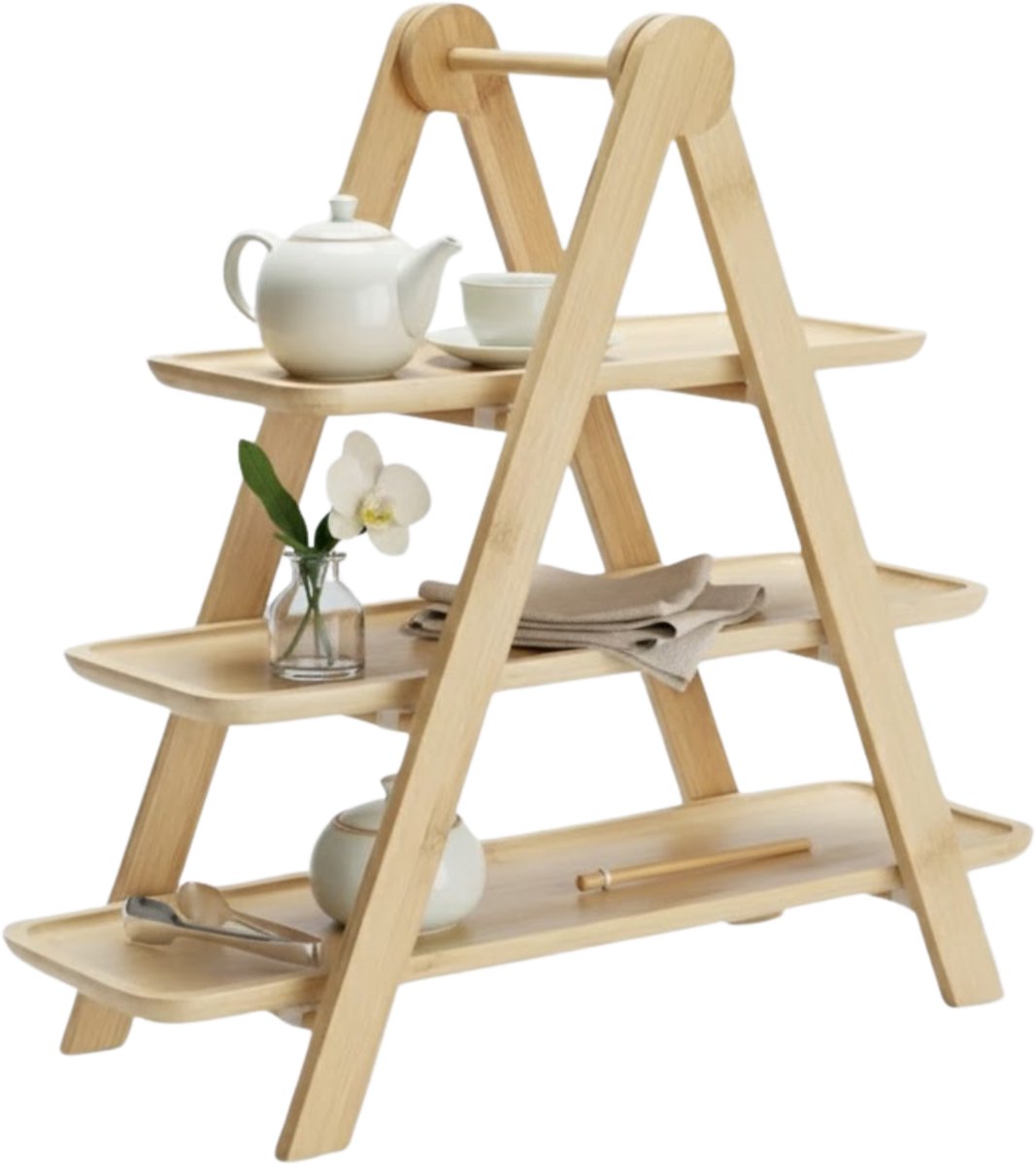 Lomera Etagere Bamboe - 3 Laags Etagere - Serveertoren Bamboe - High Tea Etagere - Hapjes Presenteren - Duurzame Etagere - Tafel Etagere - Bamboe Decoratie - Etagere Voor Hapjes - Bamboe Serveerstandaard - Etagere Voor Borrel