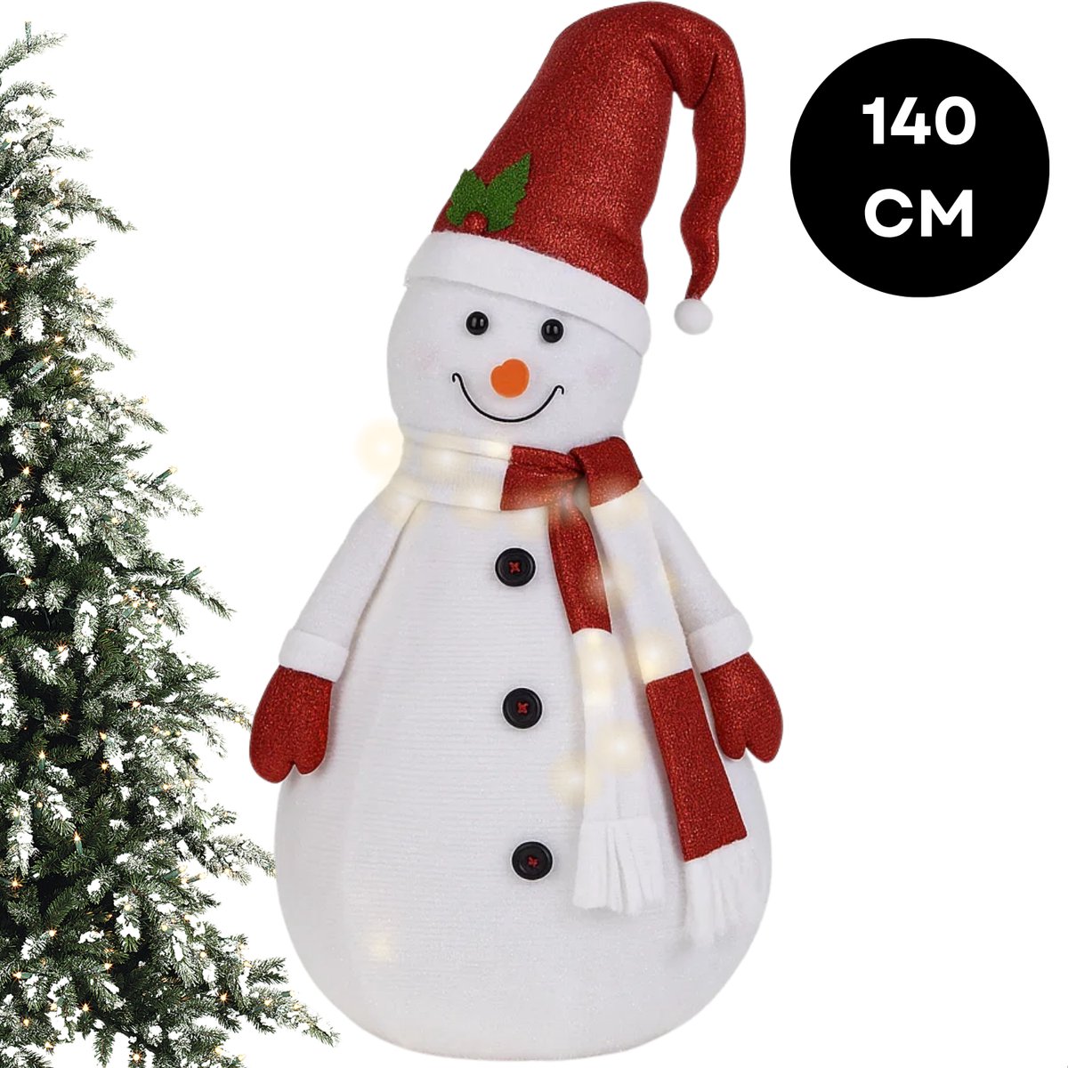 Lomera Xxl Sneeuwpop - Led Verlichting - Kerst Sneeuwpop - Geschikt Voor Buiten - Warm-Witte Led Lampjes - Sneeuw Pop - Waterproof Sneeuwpop - Timer Functie - Op Batterijen - Kerstfiguur - Kerstdecoratie Buiten - Tuinfiguur Kerstdecoratie