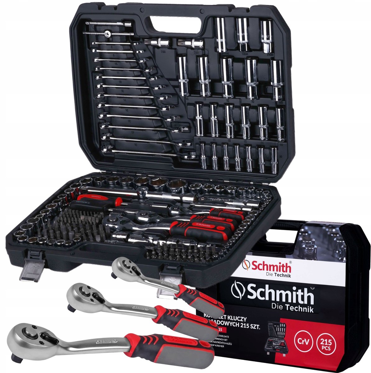 Schmith 215-delige Doppenset 1/4" 3/8" 1/2" Torx Platte Bitset