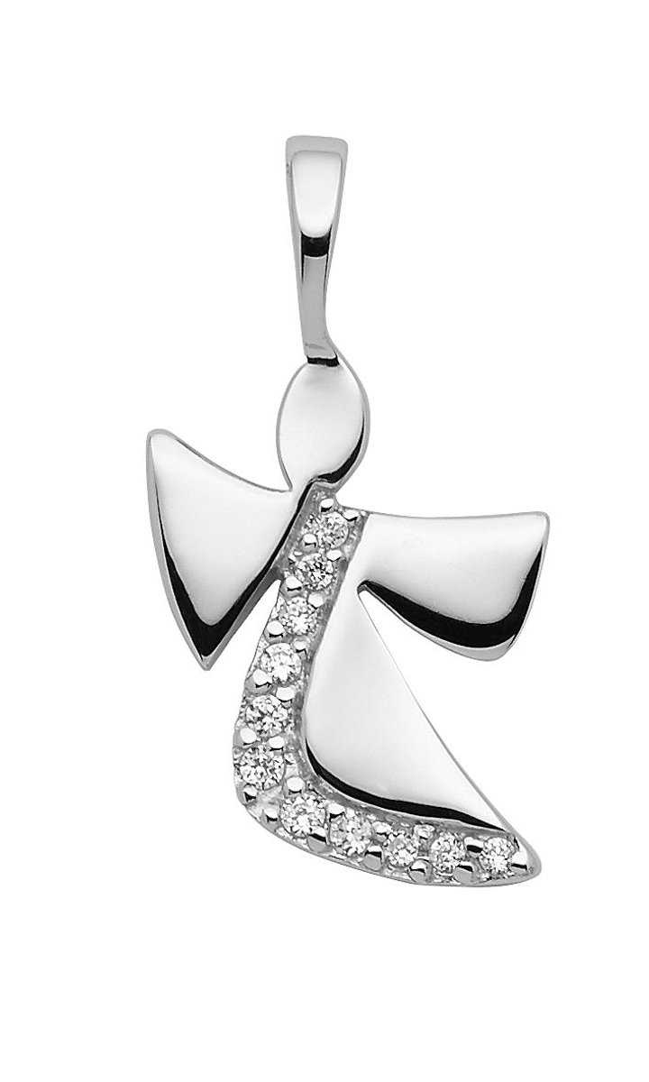 Hanger 925-rh, engel met Swarovski kristal, gepolijst