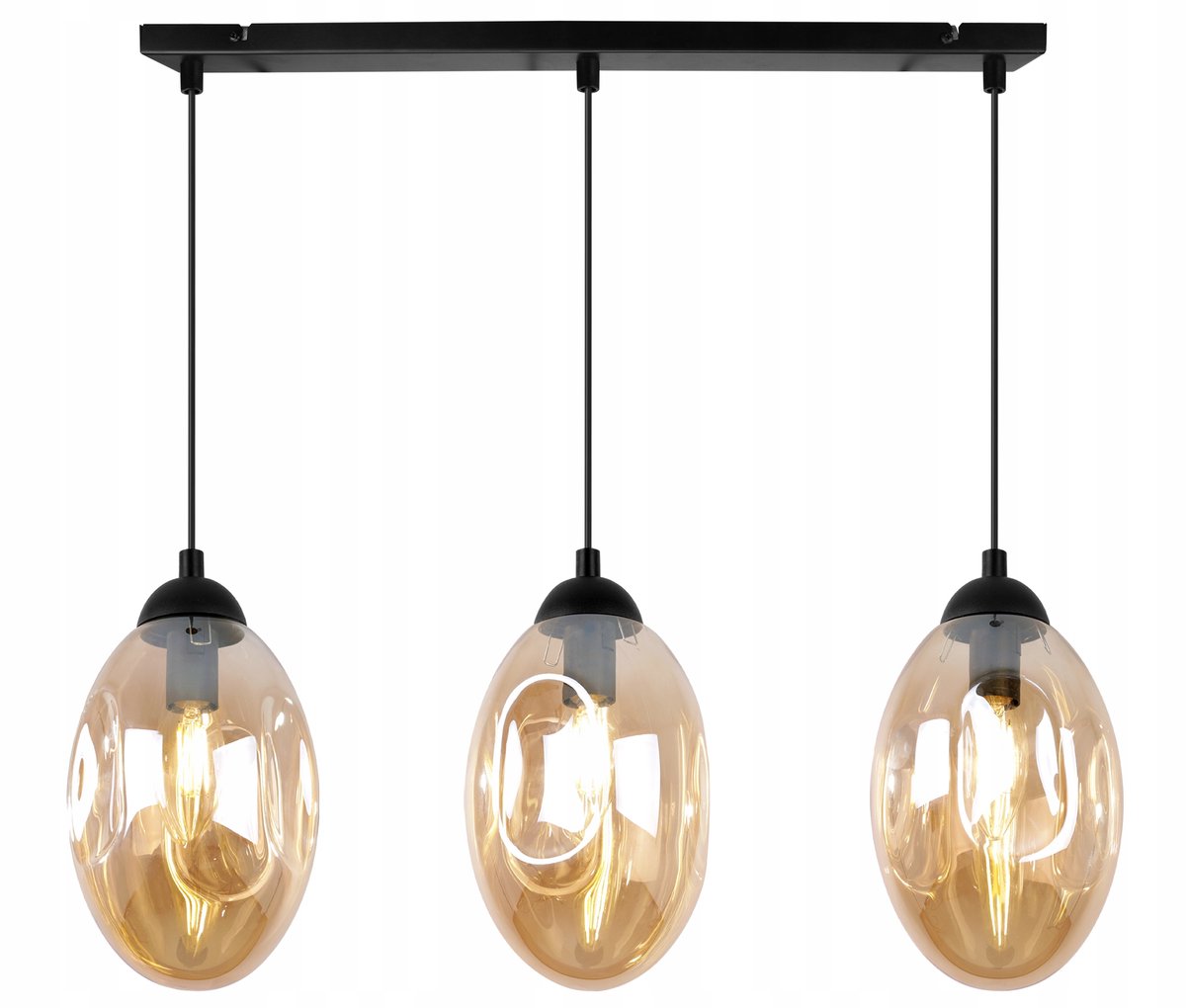 Hanglamp VIGO Loft Glas Honingkleurig Zwart E14 3-lichts