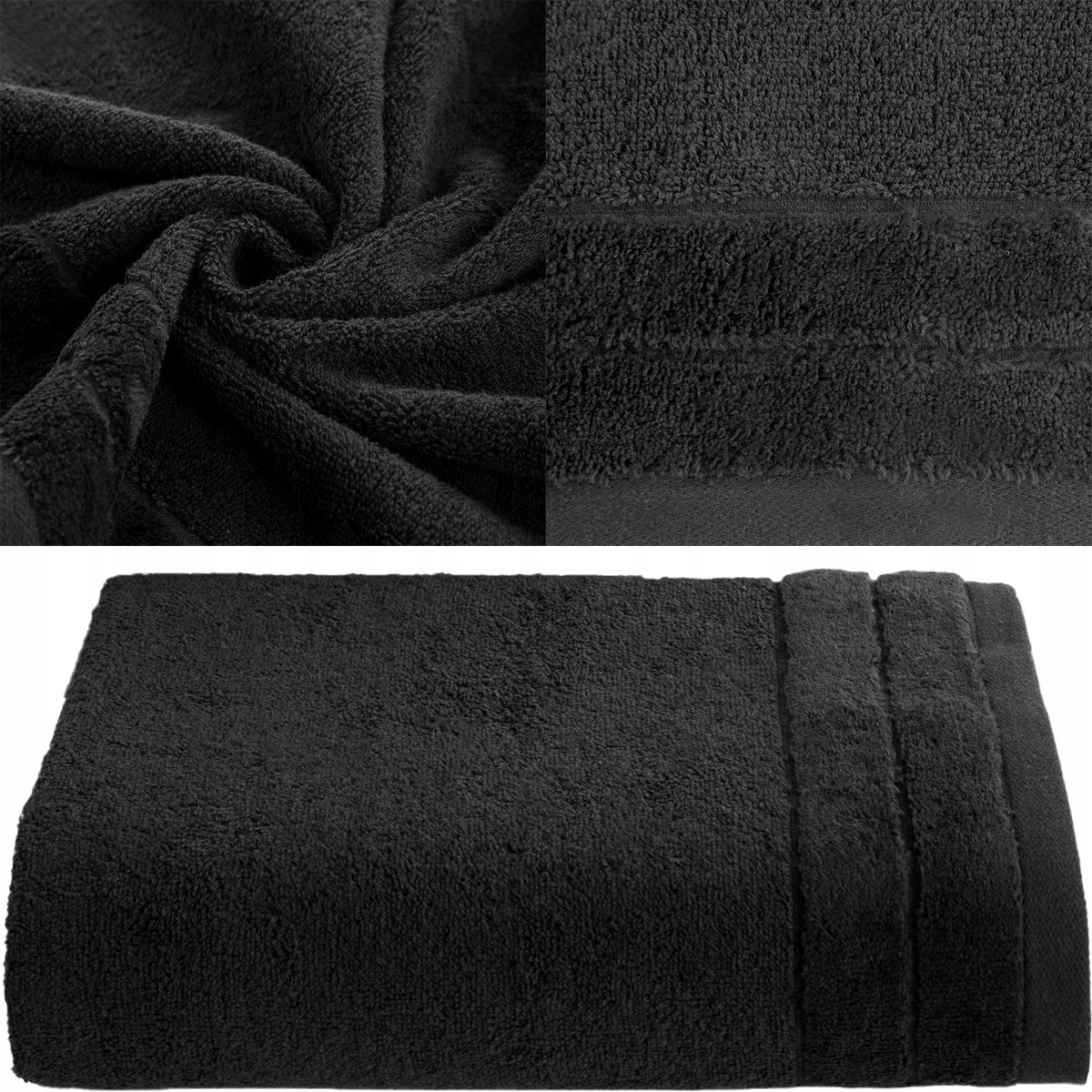 Zwarte katoenen badhanddoek 50x90 cm - 1 stuk