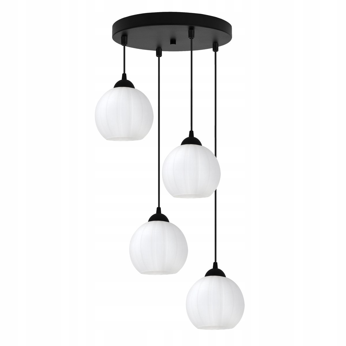 COSTA Hanglamp Zwart Wit Glazen Bol E27 - 4 lichtpunten