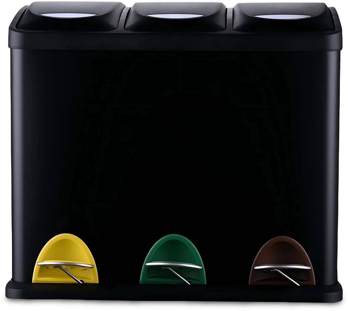 Prullenbak keuken - 3x 8 liter - afvalscheiding - metaal - zwart