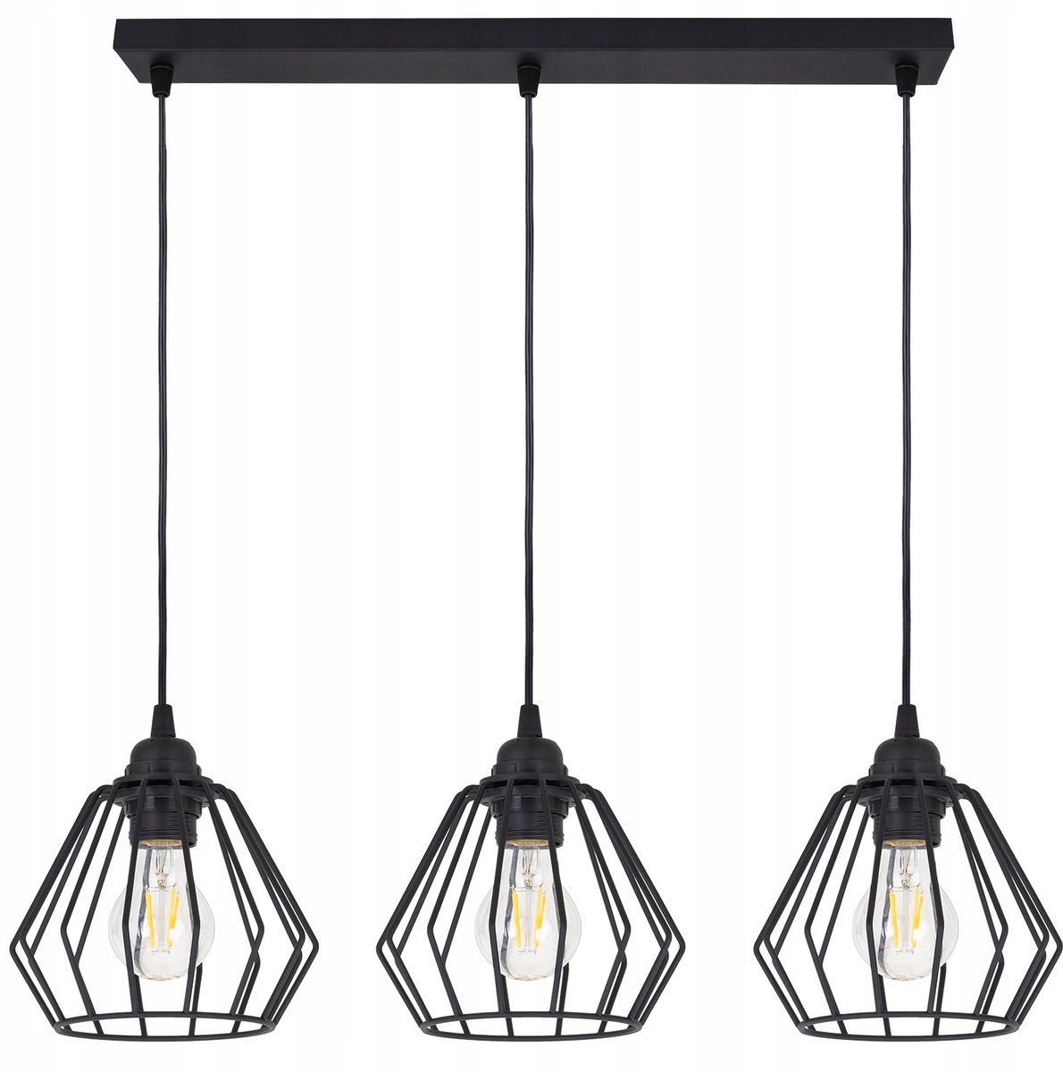 Hanglamp Diamant Loft Zwart 3xE27 Metaal