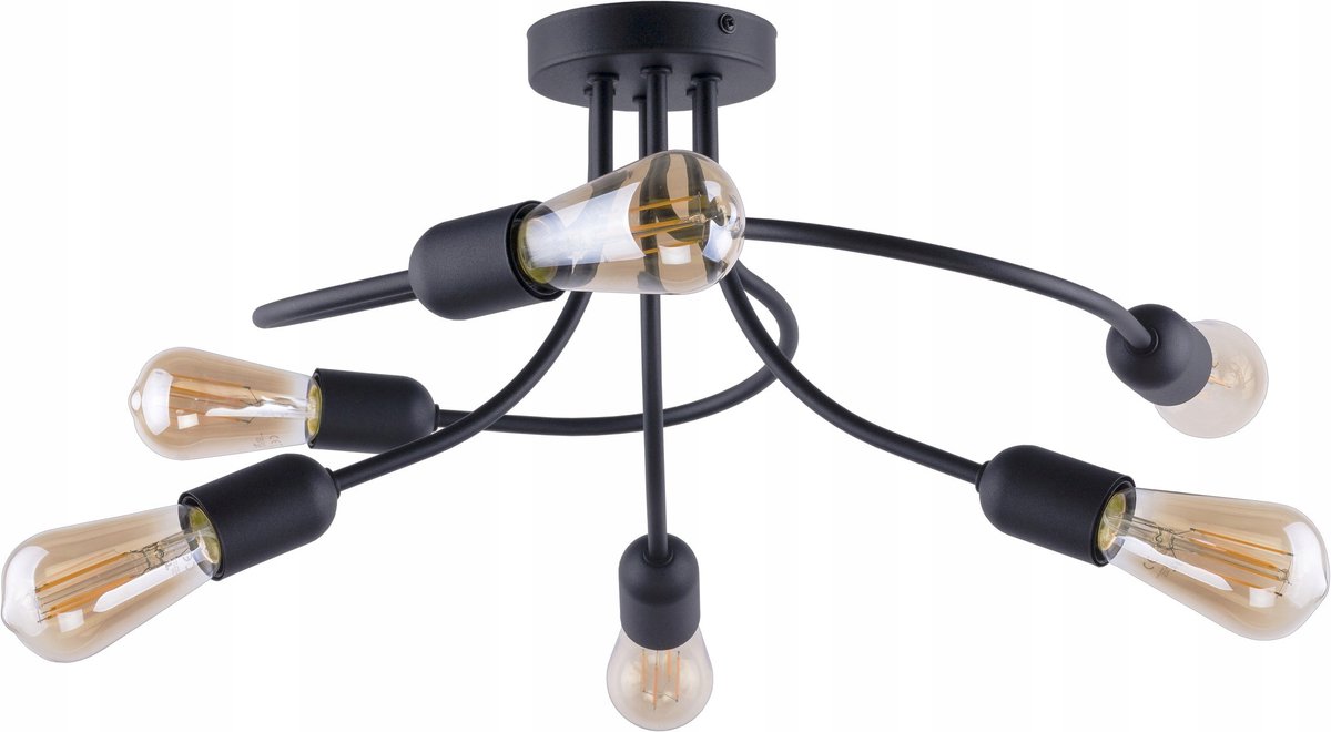 Fado Zwarte Plafondlamp 6xE27 Loft Stijl