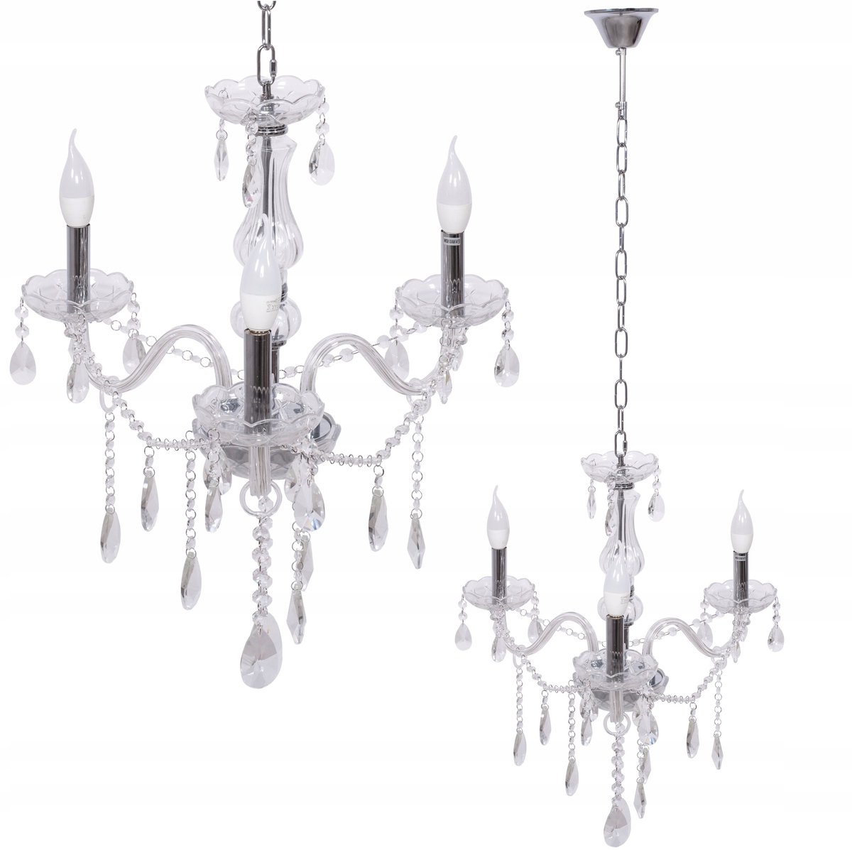 Luxe kristallen plafondlamp 3-lichts E14 glamour design