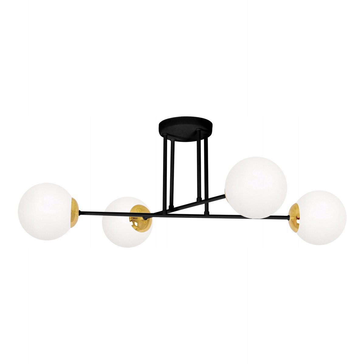 ISLA Zwarte Plafondlamp met 4 Melkglazen Bollen - Glamour Stijl