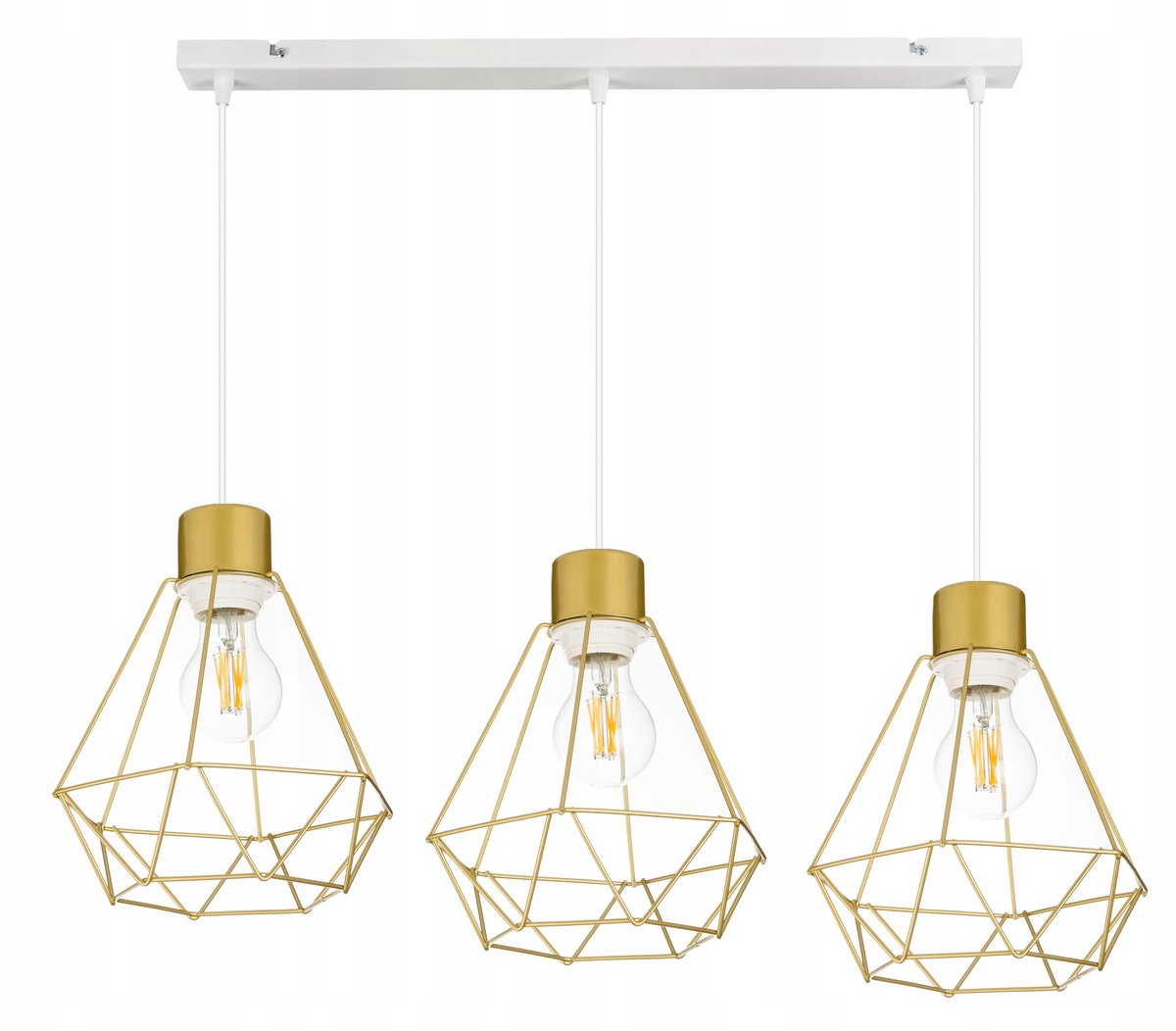 Gouden Draad Hanglamp Diamant Stijl E27 3 lichtpunten