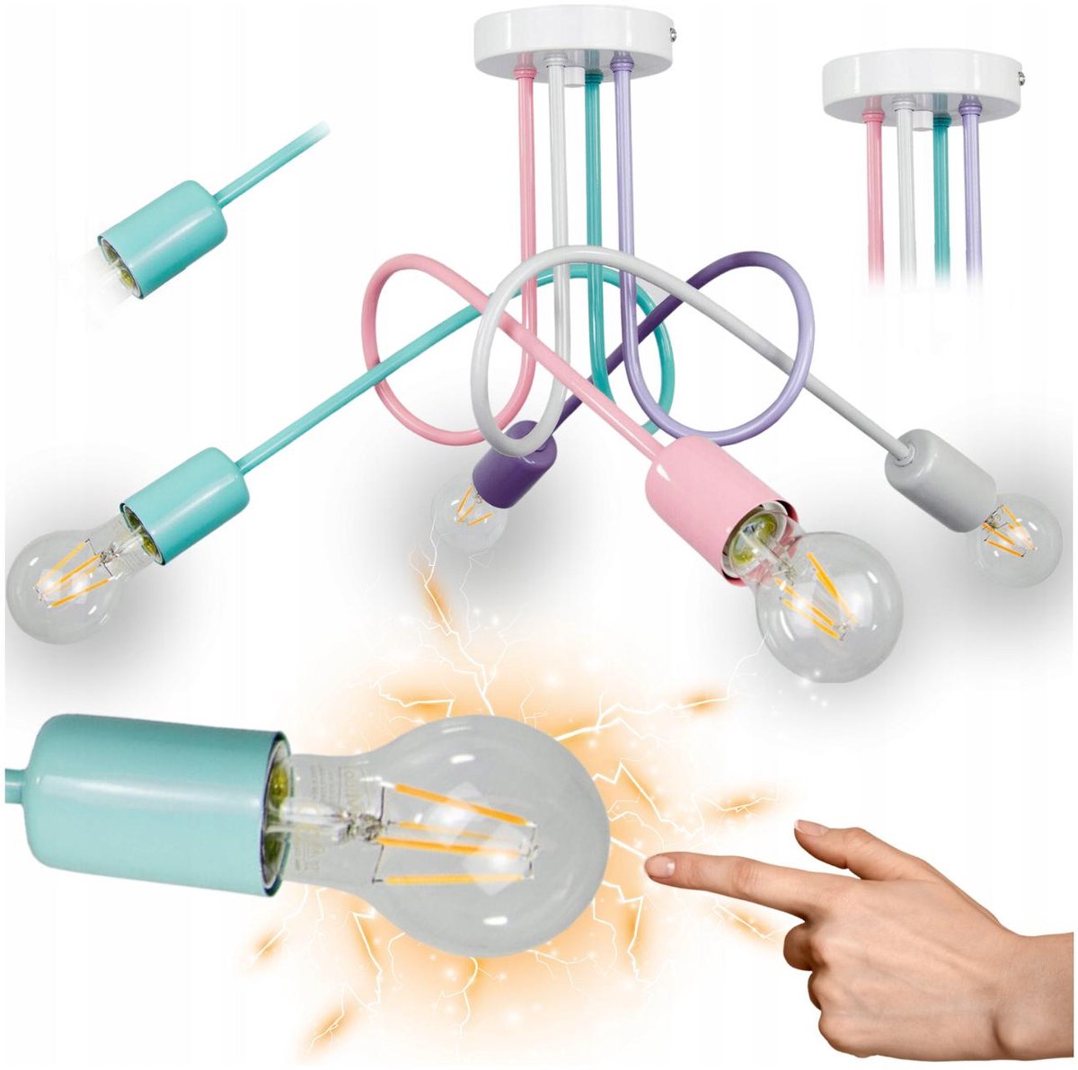 Pastel Kinderlamp Hanglamp Roze Grijs Turquoise Paars LED