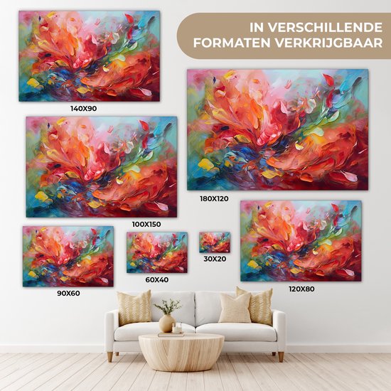 Canvas schilderij 120x80 cm - Wanddecoratie Olieverf - Kunst - Abstract - Kleurrijk - Muurdecoratie woonkamer - Slaapkamer decoratie - Kamer accessoires - Schilderijen op canvas