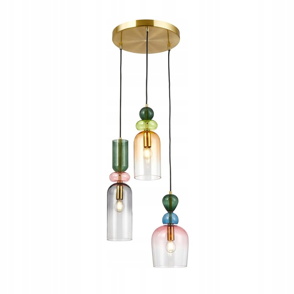 MANSO Hanglamp PND-37462-3A-MC-GD - 3xE14, 40W, Metaal/Glas