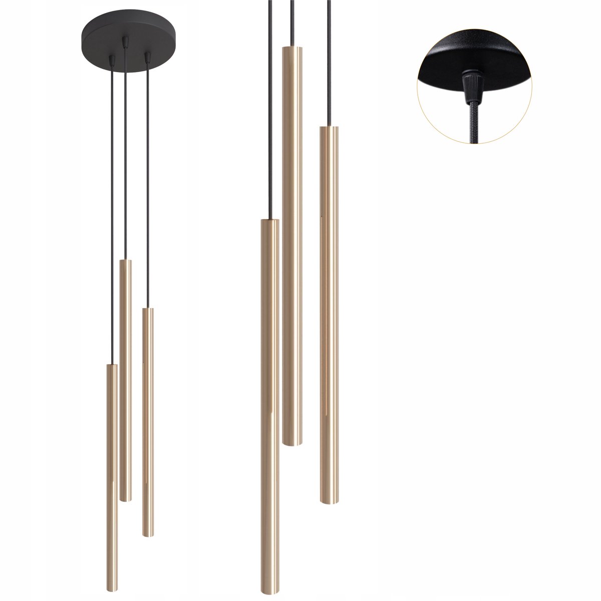 Cerlux Modi Hanglamp Zwart Goud Metaal 3xG9 LED