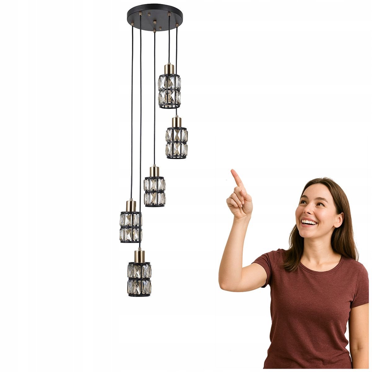 MENFI Zwarte Hanglamp 5xE27 - Modern Design