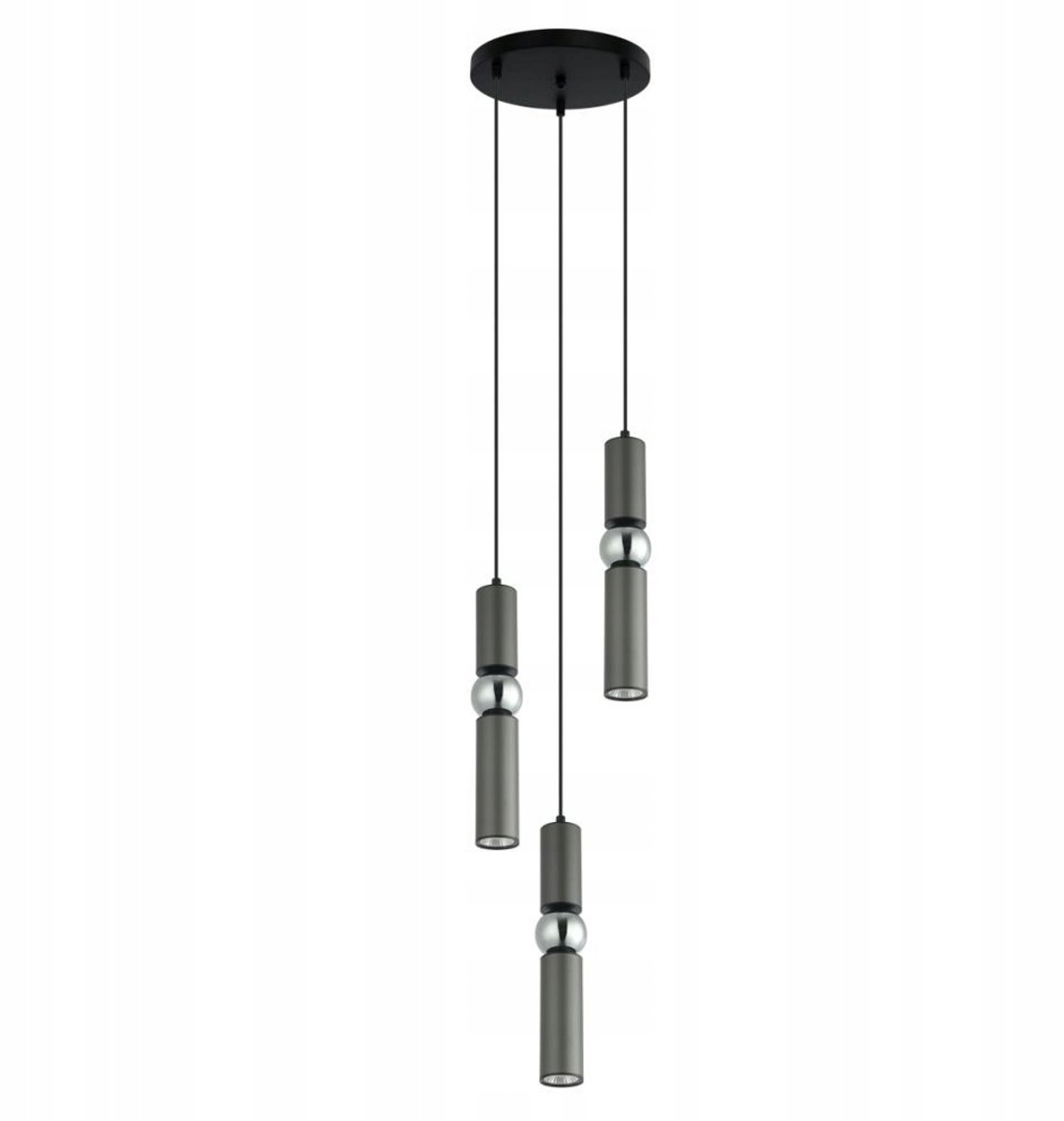Isidora Hanglamp - Modern Design, Chroom/Zwart/Grijs, 3x GU10