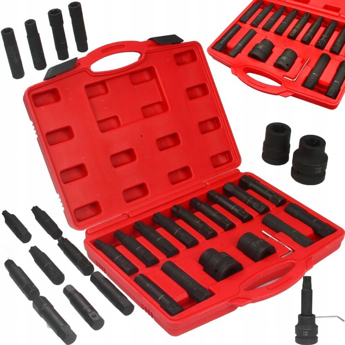 Slagdoppen & Bits Set 3/4" & 1" 16 Delen - Merkloos