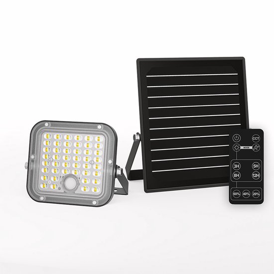 HOFTRONIC - Vega Set van 1 LED Solar wandlamp breedstraler - Bewegings- en schemersensor - 1500 lumen - Instelbare kleurtemperatuur 2800-6500K - Los zonnepaneel