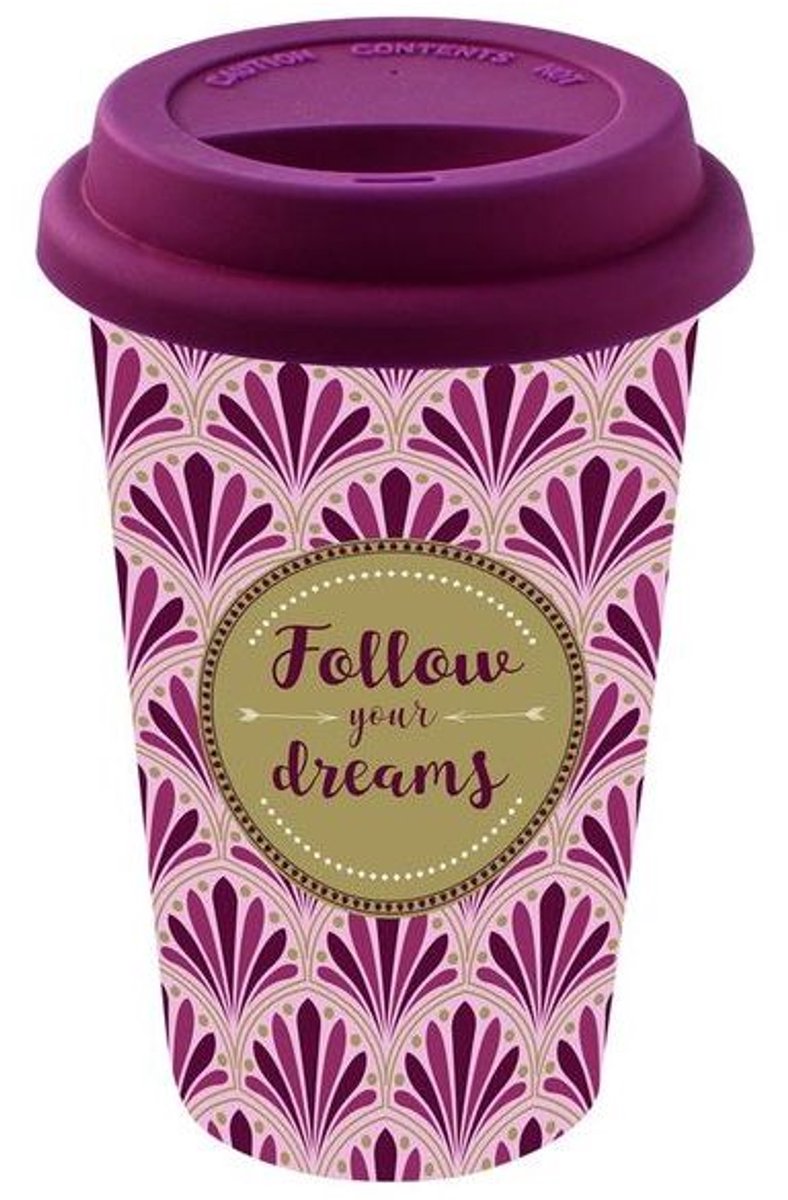 Porseleinen rijstkop met schotel - Follow Your Dreams