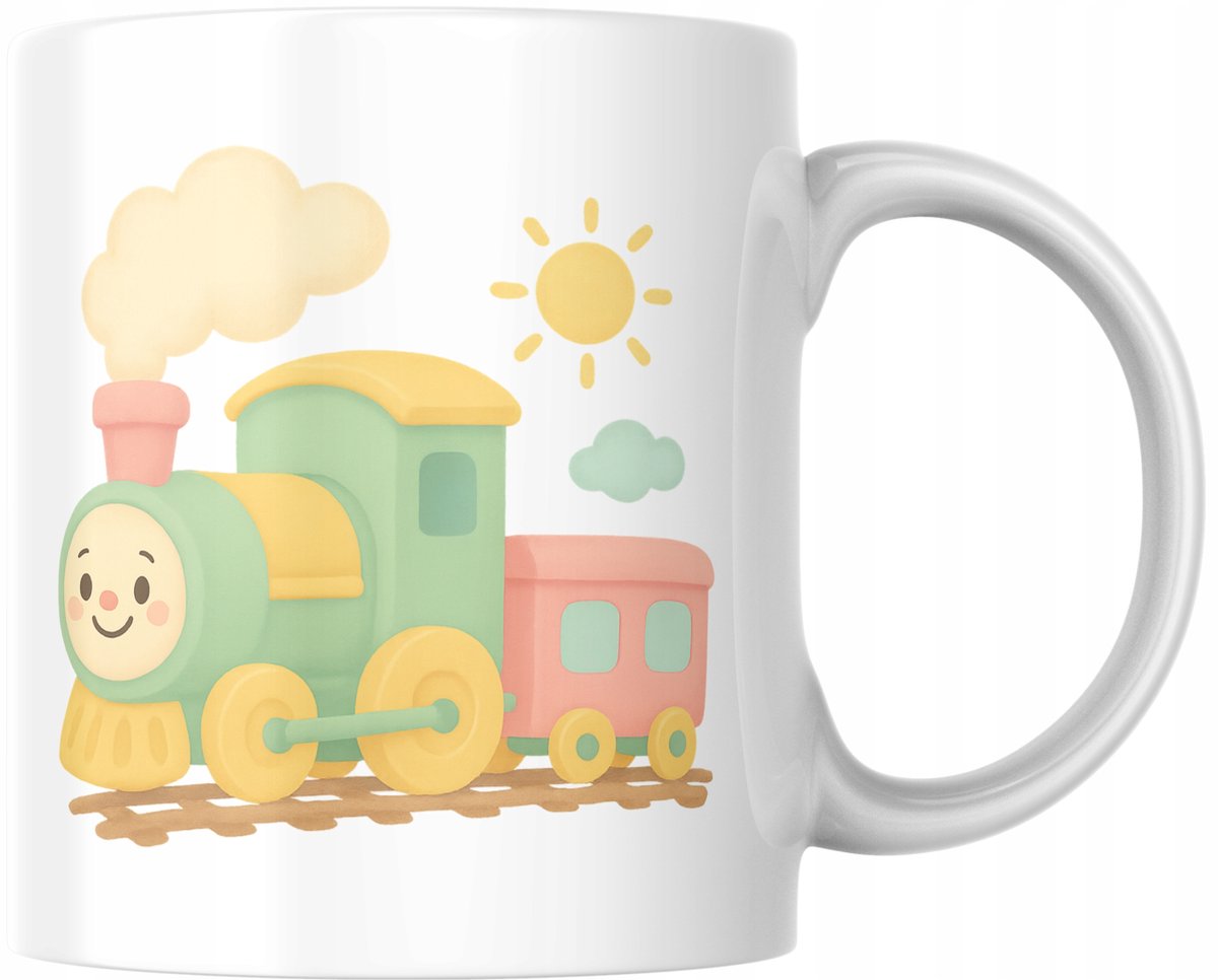 Vrolijke Trein Mok Pastelkleuren - Perfect Cadeau voor Kinderen