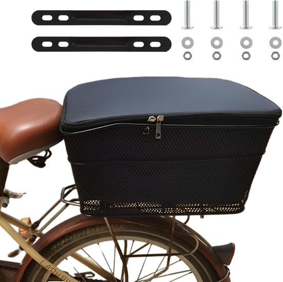 Panier Vélo Porte-Bagages 22 Litres Rouge – Métal Robuste Avec Poignée – Idéal Courses & Vélo Quotidien