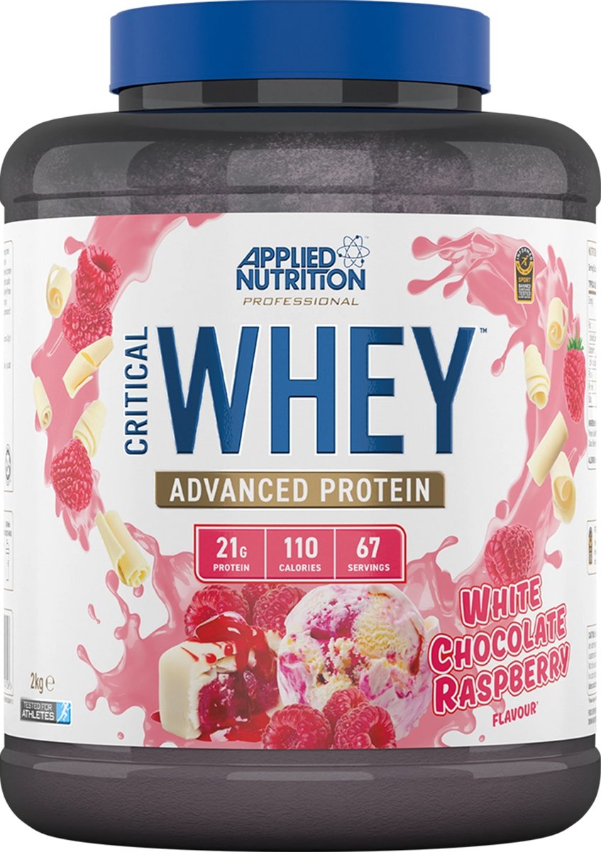 Applied nutrition - Critical Whey - Eiwitten / Proteine Shake - 2000 Gr - 66 Doseringnen - White Chocolate Raspberry Smaak