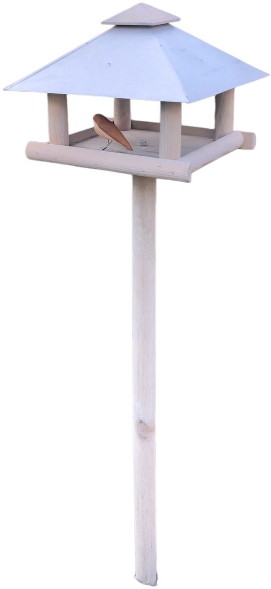 Dutchlander Voedertafel XL – Vierkant – Met Verzinkt Metalen Dak – 39x39x144 cm
