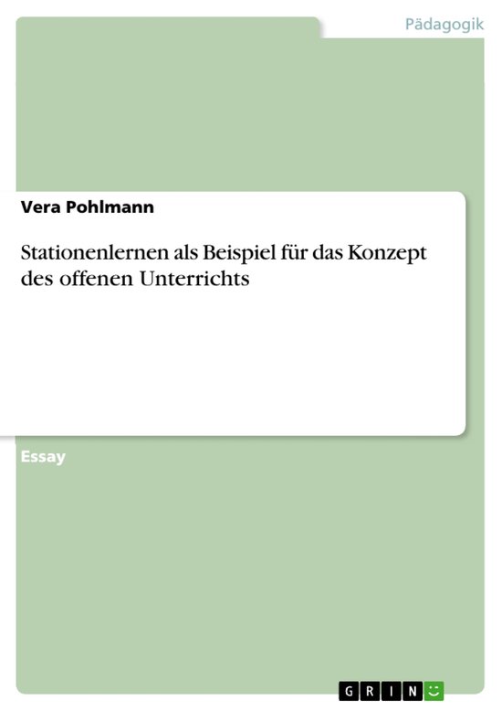 Stationenlernen als Beispiel für das Konzept des offenen Un ... - cover