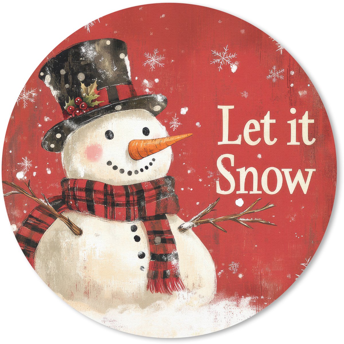 Muismat rond 30x30 cm - Mousepad Sneeuwpret - Winter - Sneeuwpop - Ronde muismatten