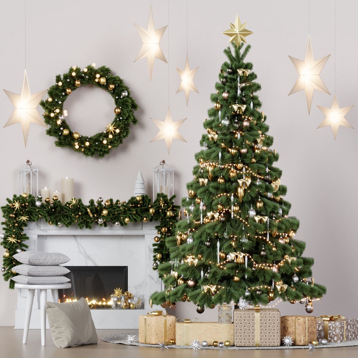QLS Kunstkerstboom NK10 150 cm Spar met standaard Dennenboom