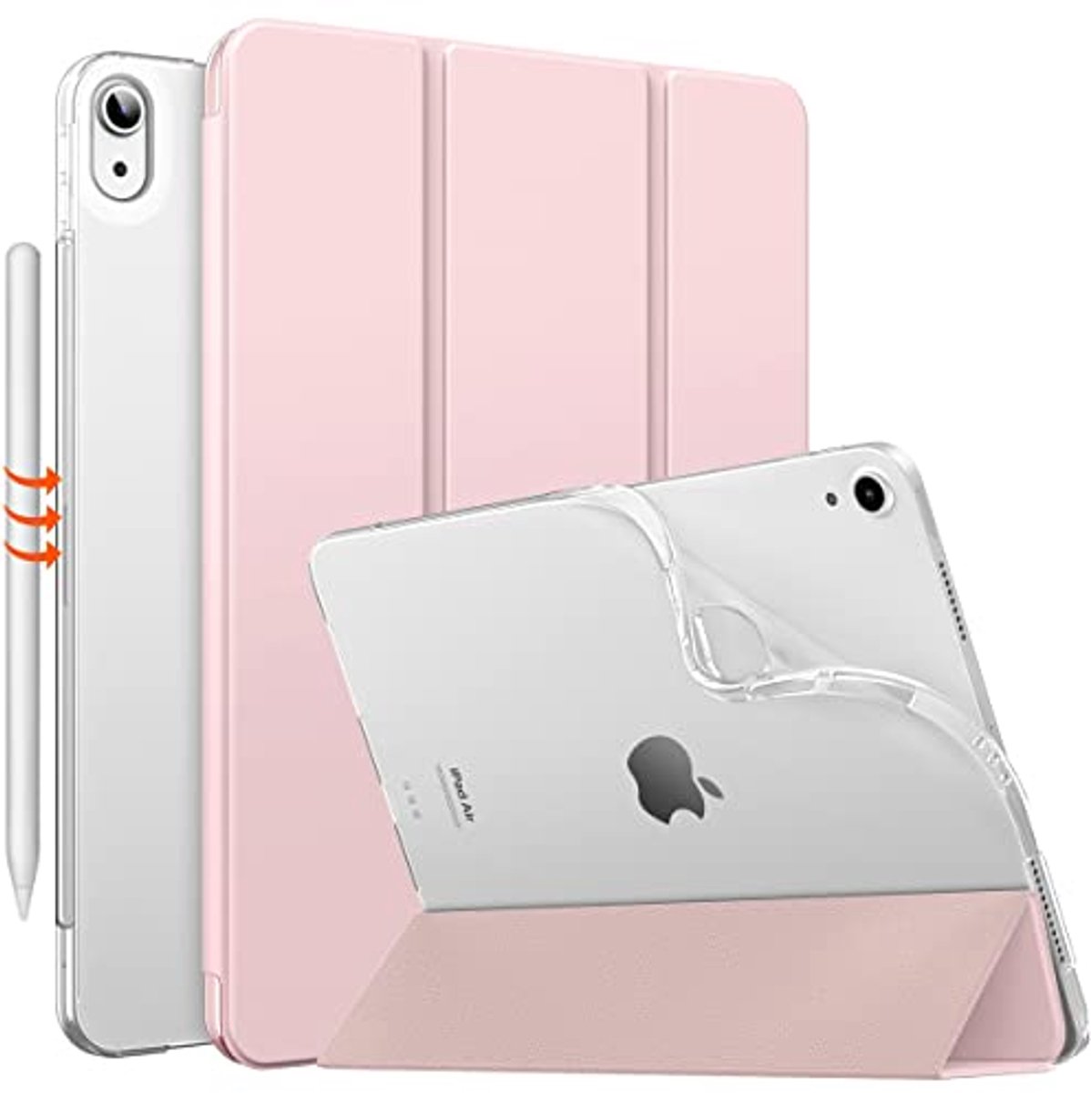 Hoes voor iPad Air 11 inch - Doorzichtige TPU Hoes met Standfunctie - Lichtroze