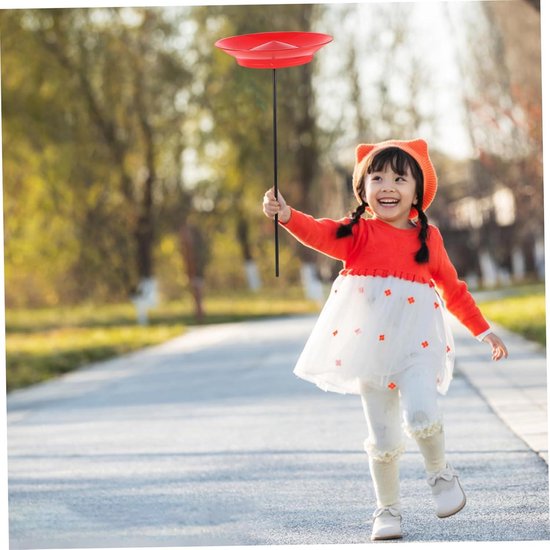 Diabolo voor jongleren 100 rood met houten stokjes