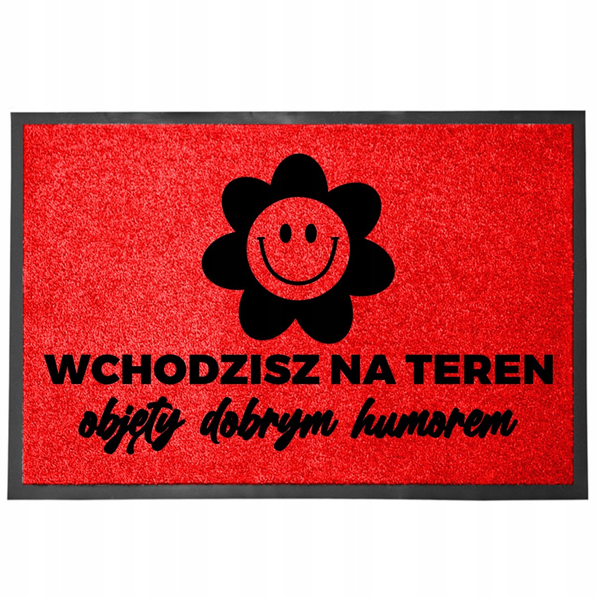 Rode Deurmat 40x60cm - "Good Humor Zone" - Sneldrogend & Antislip
