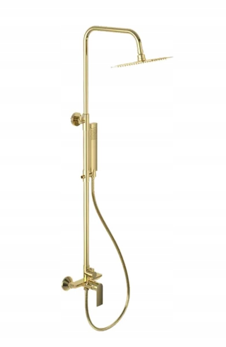 Excellent Rain Glad Doucheset Goud Glanzend met Kran en Douchekop 200x200mm
