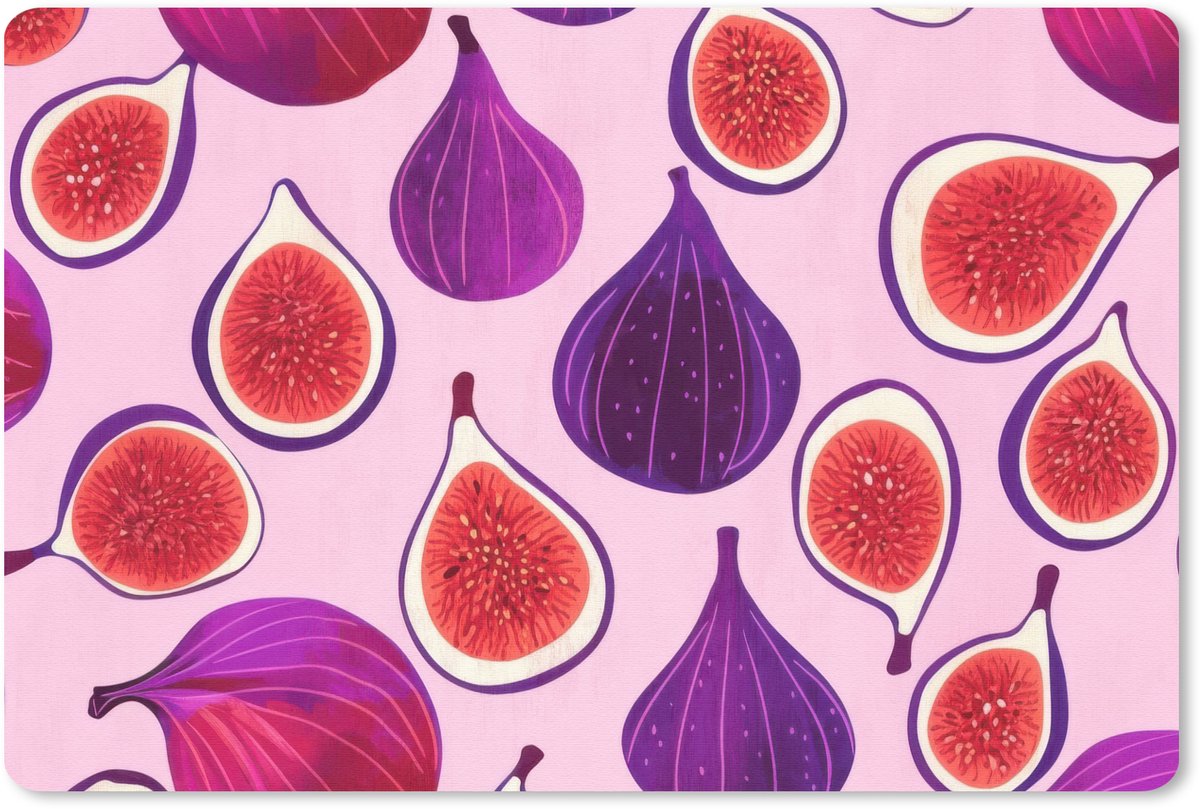 Muismat 27x18 cm - Mousepad Vijgen - Roze - Paars - Muismatten