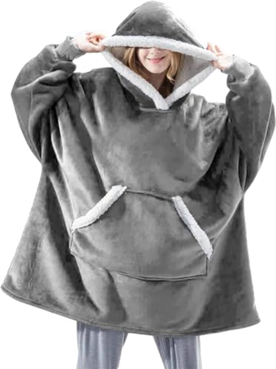 Oversized deken hoodie met capuchon voor dames en heren - Zachte fleece Sherpa deken
