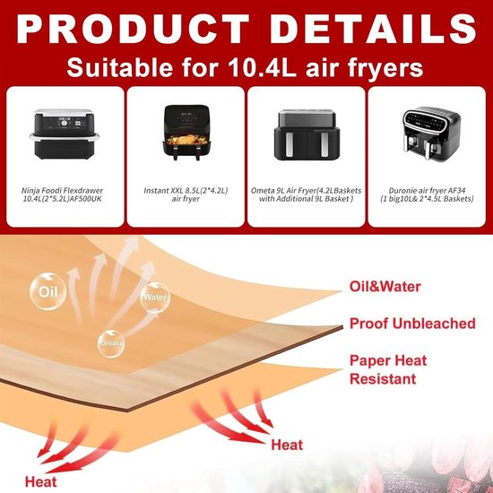 180 Pièces Papier Cuisson Air Fryer pour Cosori Air Fryer 10l Twinfry, Accessoire Airfryer Papier Sulfurisé pour Air Fryer Cosori 10L
