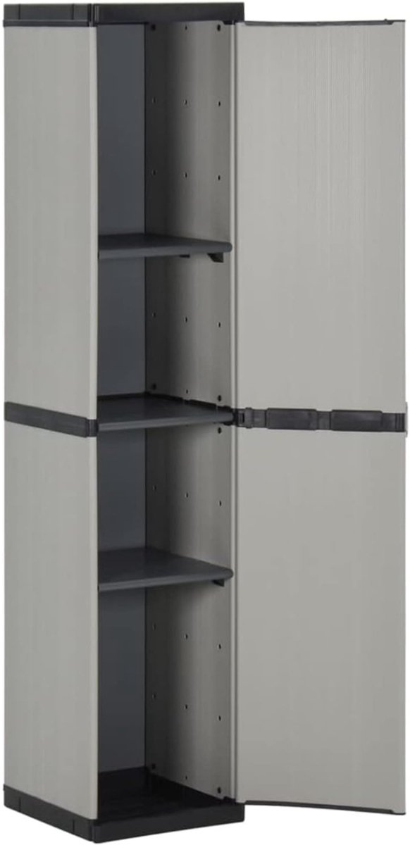 White-Label® Tuinkast - Tuinkist - Tuinkasten voor Buiten - Tuinberging - Kunststof - Grijs en Zwart