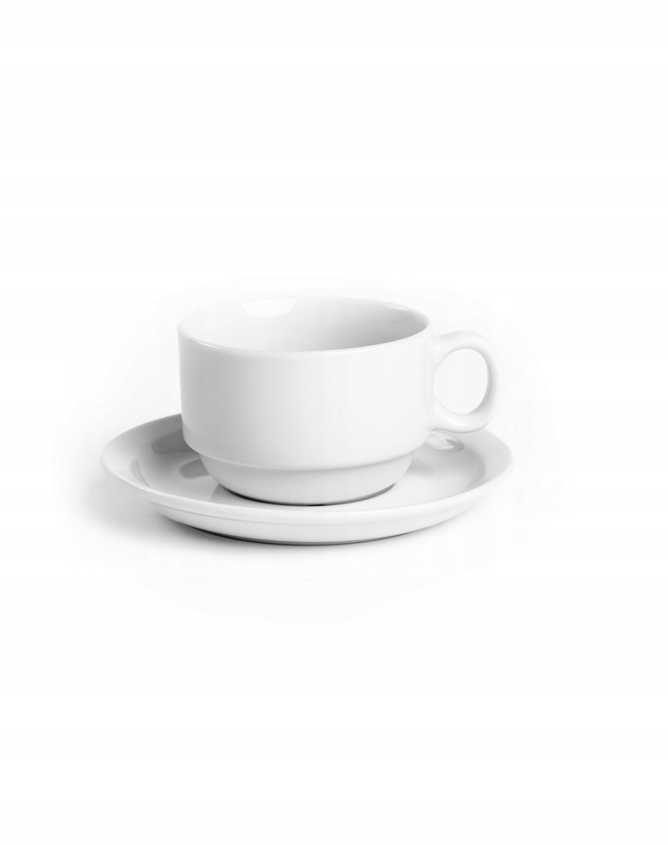VIENNA Porseleinen Kop & Schotel 230ml - Stapelbaar & Vaatwasmachinebestendig